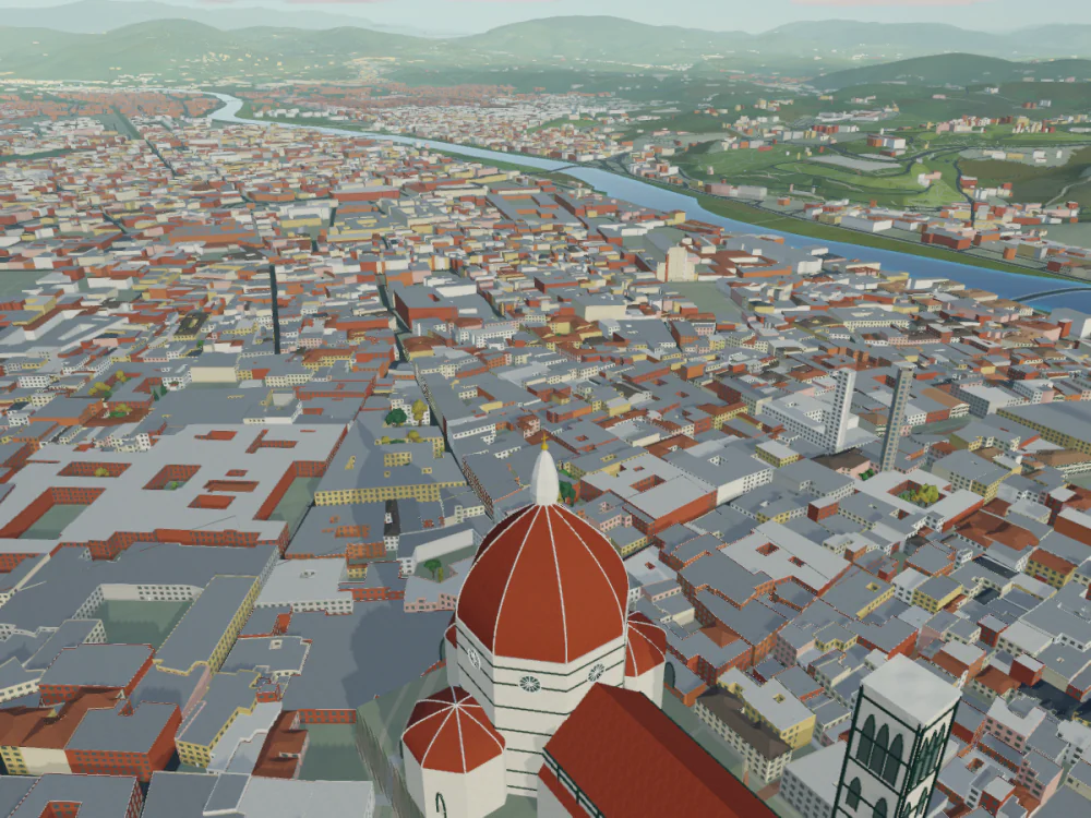 Florence Cathedral, Florence, rendered in Low Poly Earth