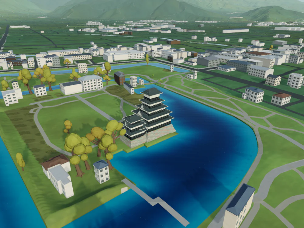 Matsumoto Castle, Matsumoto, rendered in Low Poly Earth